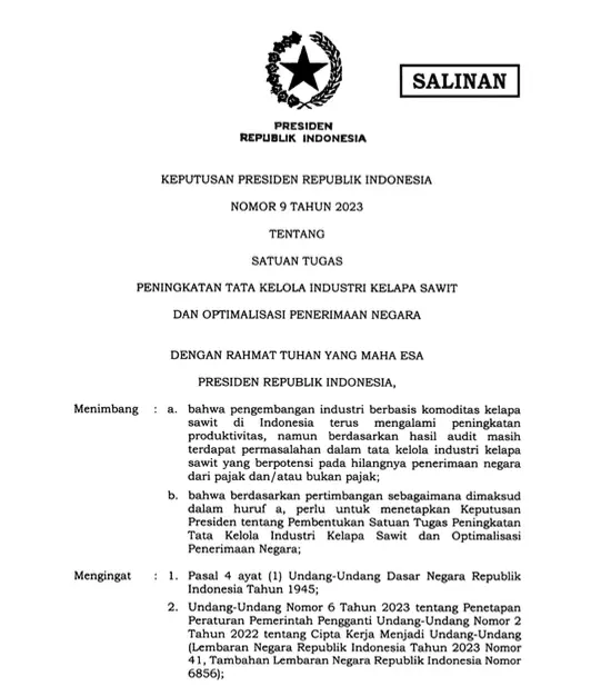 Satuan Tugas Sawit 2023
