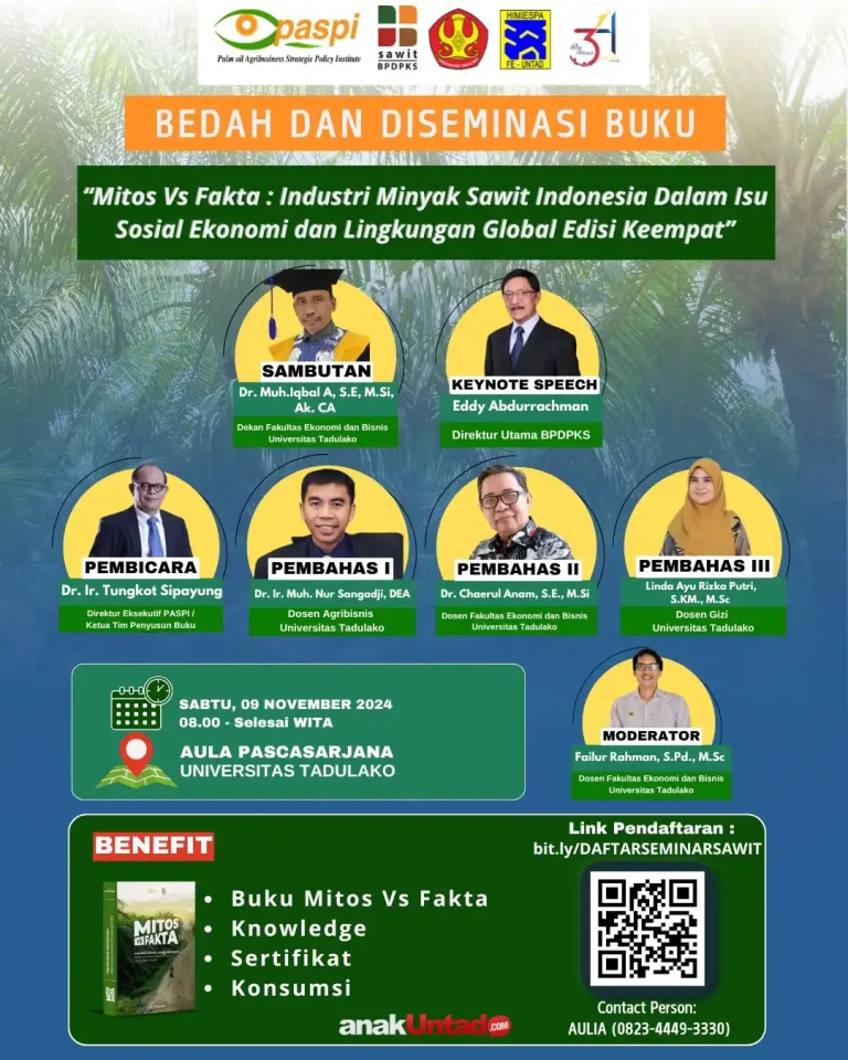 FLYER UNTAD Bedah Buku Universitas Tadulako bedah buku mitos fakta USU